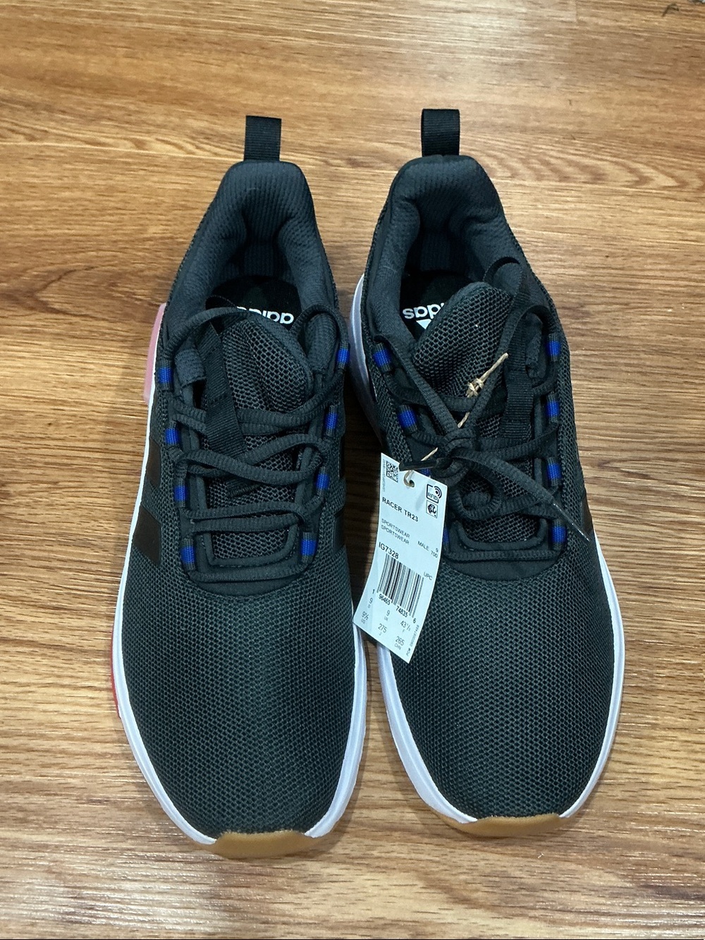 adidas Black Sneakers with Blue Eyelet Details and White Midsole